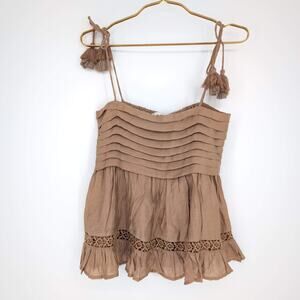 Barok Paris Taupe Brown Babydoll Top Adjustable Straps Cami - Size S/M - NWT